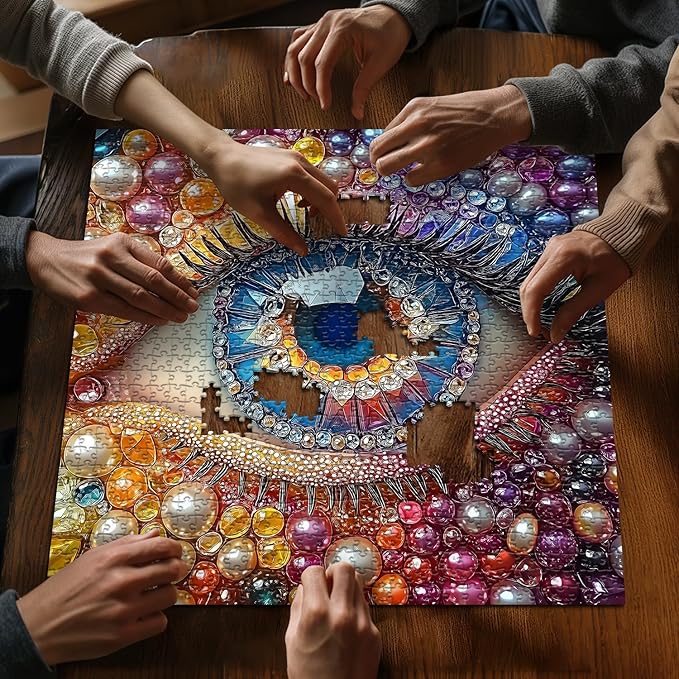 Impossible Puzzles for Adults1000 Pieces, Eye Colorful Gradient Crystal Diamond Abstract Art Themed, Hard Difficult Challenge Jigsaw Puzzle