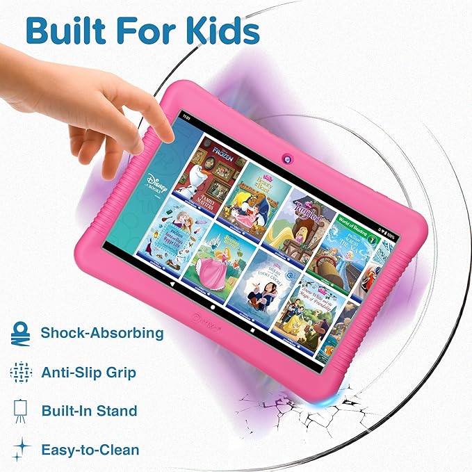 Contixo 10" Android Kids Tablet Bundle - 32GB, 80+ Disney Storybooks ($350 Value), Parental Controls, Kid-Proof Case w/Kickstand & Stylus, Headphones & Sleeve Bag - Pink