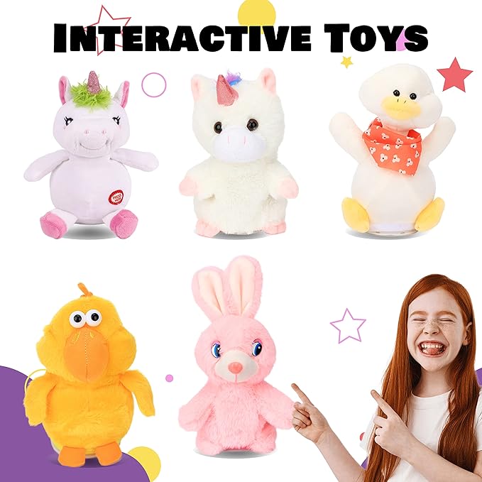 Hopearl Talking Monkey Repeats What You Say Nodding Electric Interactive Animated Toy Speaking Plush Buddy Birthday Festival for Toddlers, 6.5''
