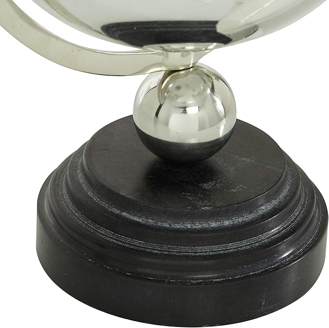Deco 79 Marble Globe with Marble Base and Tiered Base, 8" x 8" x 13", Silver