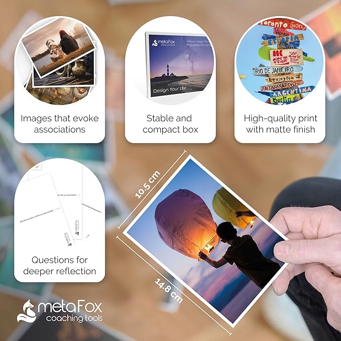 metaFox - 52 Inspirational, Positive Affirmations & Motivational Postcards, Picture Cards For Life Coaching, Therapy, & Personal Advice, Mindfulness, Coaching, Life Design Cards