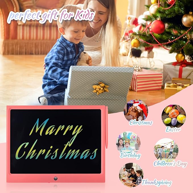 LCD Writing Tablet for Kids, 15 Inch Colorful Electronic Doodle Board, Educational Learning Kids Drawing Tablet Toys, Christmas Birthday Gift for 3 4 5 6 7 8 9 Year Old Girls Boy