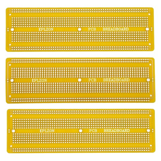 3pcs 6.8"x2.05" Breadboard Solderable Prototype PCB Board Kit for Electronics Projects Compatible for DIY Soldering Circuits Projects Prototype Board,Yellow