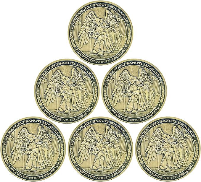 The Archangel Michael Challenge Coin Christian Coin Bible Verse Angel Coin As Catholic Gifts (Pack of 6)