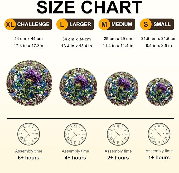 KAAYEE Wooden Jigsaw Puzzles-3D Visual Effect Scotch Thistle Wooden Puzzle Adult Unique Shape Wooden Puzzle Wooden Jigsaw Puzzle for Adult,Puzzle for Adults,Family Puzzles (S-8.5 * 8.5in-100pcs)