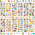 36 Sheets Animal Stickers for Kids - 900+ 3D Puffy Stickers Jungle & Farm Theme | Lion, Panda, Elephant, Giraffe | Reusable, Waterproof | Crafts, Scrapbooking, Party Favors