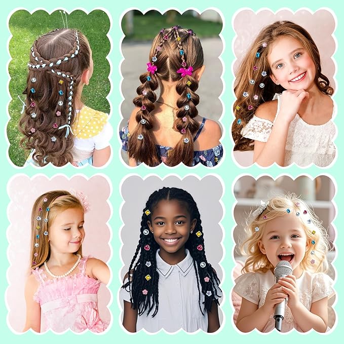 Hair Gem Stamper Kit, Bling Hair Jewels for Girls Toys, Hair Styling Tool with Reusable Shining Diamonds, Birthday Gifts Toys for Girls Ages 3 4 5 6 8-12 (Green)