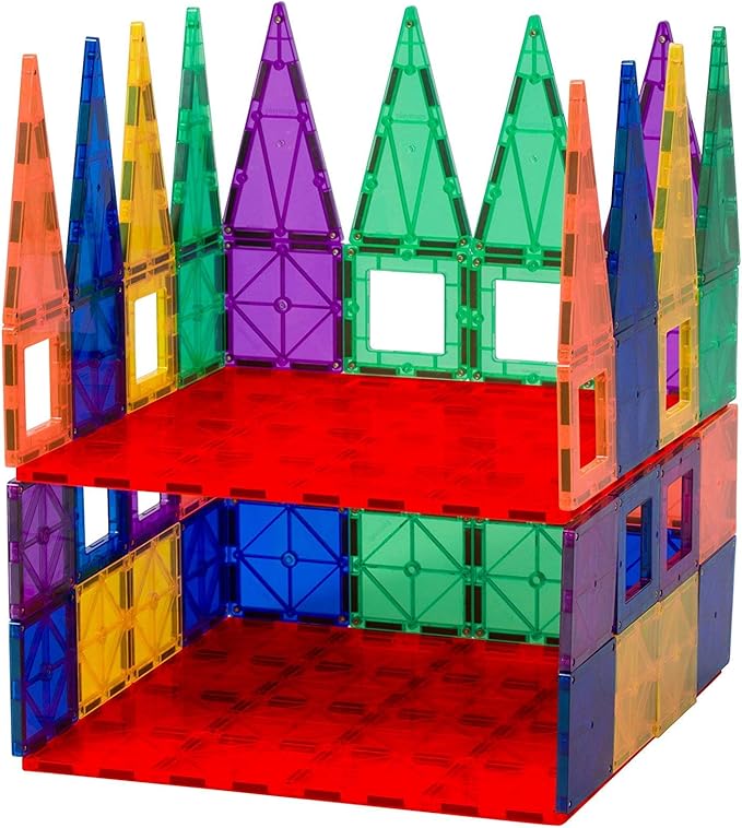 Playmags Super Durable Building Stabilizer Set, Great Add On to All Magnet Tiles Sets, Works with All Leading Brands 1-12"x12" & 4-6"x6" (Colors May Vary)