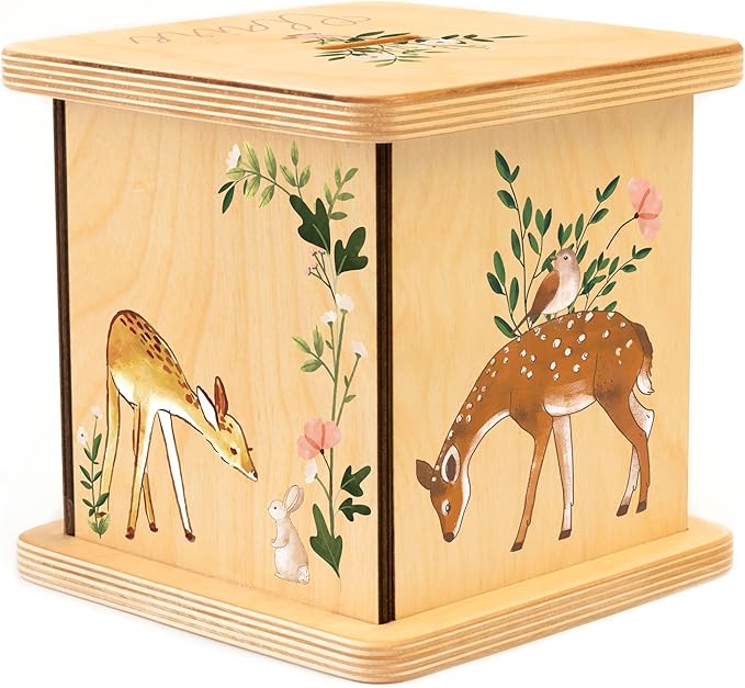 Wooden Piggy Bank for Kids and Adults, Personalized Gift Handmade in USA by BloomOwl, Custom Piggy Bank, Personalized Banks for Kids, Gifts for Baby Boys and Girls (Deer)
