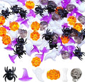 120pcs Halloween Acrylic Sensory Bin Filler, Mini Acrylic Pumpkin Ghost Skull Spider Witch Hats Gems Table Scatter Vase Filler for Autumn DIY Crafts Home Centerpieces Table Decorations