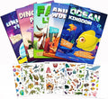 Sticker Book for Kids, Set of 5, 1310+ Dinosaure Animal Stickers & 40 Scenes Reusable Activity Sheet, Seek and Find Coloring Pad, for Boys Girls Toddlers Ages 2-4 4-8 Years Old 3-5 6-7