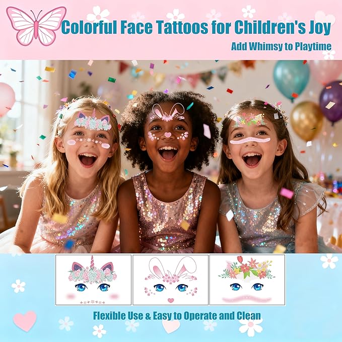 GO2HEJING Charm Bracelet Making Kit for Girls, Jewelry Making Kit for Girls 8-12, Ear Cuff/Necklace Craft Kit, Cute Face Temporary Tattoos for Kids, Unicorn Toys for Teenage Birthday Gift (Forest)