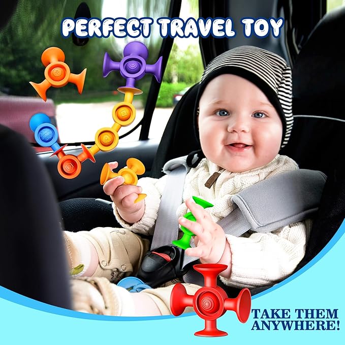 Baby Bath Toys Suction Toy - Toddler Bath Toys for Kids Ages 3+ Suction Cup Toys Sensory Fidget Toys Mold Free Bathtub Toys Window Airplane Travel Toys Christmas Stocking Stuffers for Boy Girl Gifts