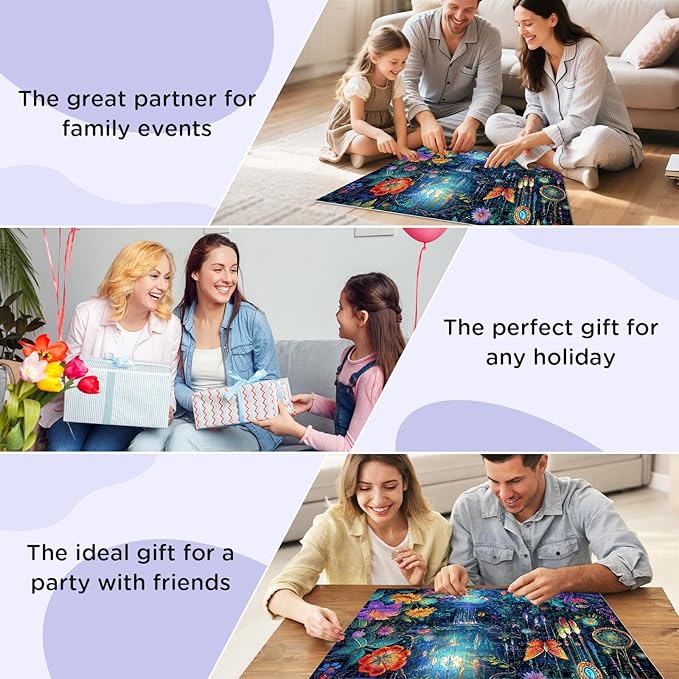 500 Piece Puzzles for Adults, Magical Forest Puzzle 500 Pieces Jigsaw Puzzle for Adult Kids Elderly,Glow Flower Butterfly Adult Jigsaw Puzzle Family Challenging Game Home Decor 20.5x15 in