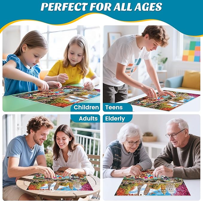 Puzzles for Adults 500 Pieces - Fun Picnic Pups Around The World Puzzle, Dog Gone Days Jigsaw Puzzle, Camping Animal Puzzles for Teens 12-16, Impossible Puzzle Perfect for Game Nights 20.5X 15 in