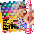 ARTISTRO 120 Acrylic Paint Markers for Rock, Fabric, Wood, Glass, Craft, Decoration - Dual-Tip Paint Pens - Stocking Stuffers, Christmas Gift Idea for Teens, Grandkids, Kids - Art Supplies
