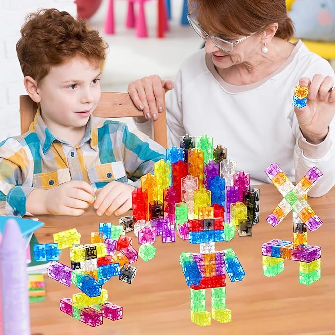 Jenaai 100 Pcs Linking Cubes Plastic Math Cubes Manipulative Counting Blocks STEM Snap Blocks Connecting and Counting for Early Math and Construction, Homeschool Preschool Supplies(Stylish)