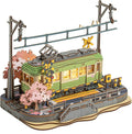 ROBOTIME 3D Puzzles for Adults DIY Model Building Toy with LED Light Wooden Craft Kits Diorama Tram Hobby for Brain Teaser Gift (Sakura Journey)
