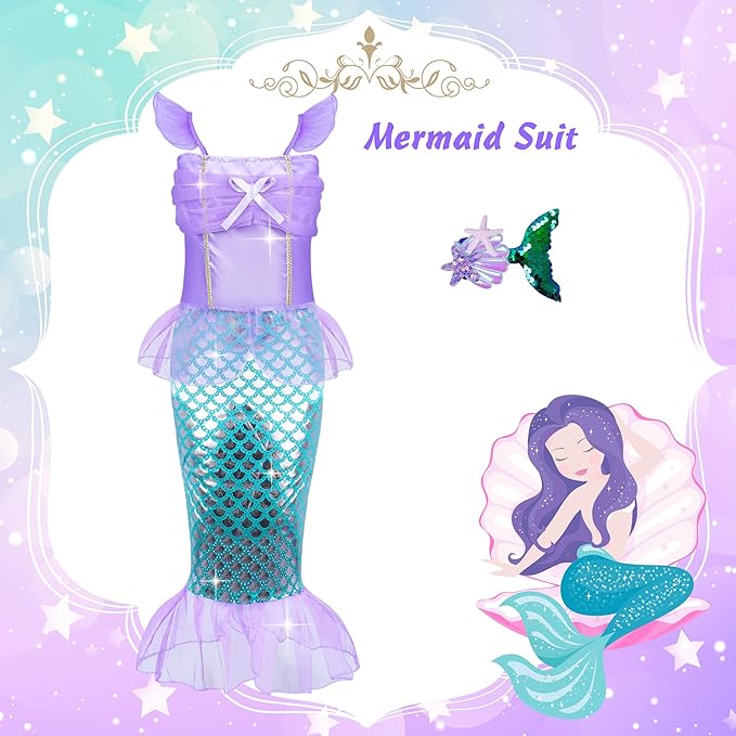 15 Pcs Princess Dress Up Clothes for Little Girl Set, Princess Pretent Play Outfit Toys for Toddler Girls, Cosplay Birthday Party Gifts for Girls Age 3 4 5 6 7 8+ Year Old