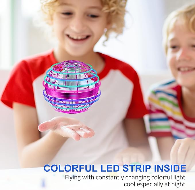 LEMATRIX 2024 Flying Orb Ball Toy, Hover Ball Boomerang Fly Fidget Spinner, Cool Toys Gifts for 6 7 8 9 10 11 12+ Years Old boy Girls Teens, Hand Mini Drone Cosmic Globe, Indoor Outdoor Toys (Pink)