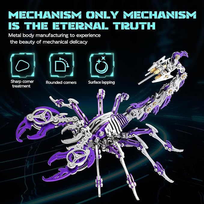3D Metal Scorpion Puzzle - Laser-Cut DIY Challenge, Lifelike Collectible Decor for Adults & Teens, for Puzzle Enthusiasts & Nature Lovers(Purple)