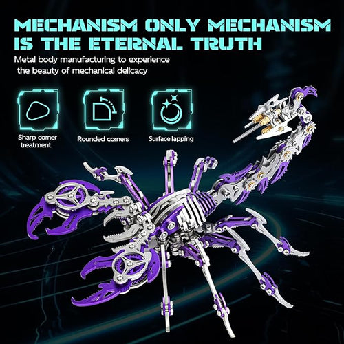 3D Metal Scorpion Puzzle - Laser-Cut DIY Challenge, Lifelike Collectible Decor for Adults & Teens, for Puzzle Enthusiasts & Nature Lovers(Purple)