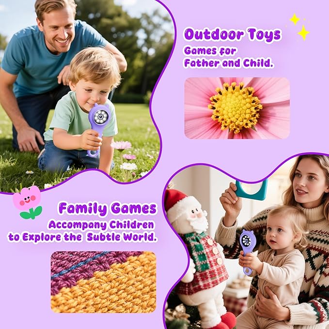Microscope for Kids - Mini Pocket Handheld Microscope for Toddlers-STEM Educational Science Kit Toys for Christmas Birthday Gifts Toys for 5 6 7 8 9 10 11 12 Year Old Girls（Purple）