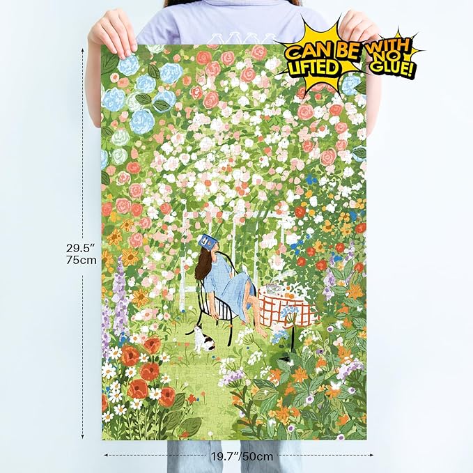 MOMIBOOK Puzzles for Adults 1000 Piece Jigsaw Puzzles of Afternoon Garden, Spring Painting Image Difficult Challenging Hard Impossible Puzzle, Funny Toys & Games Christmas Birthday Gifts