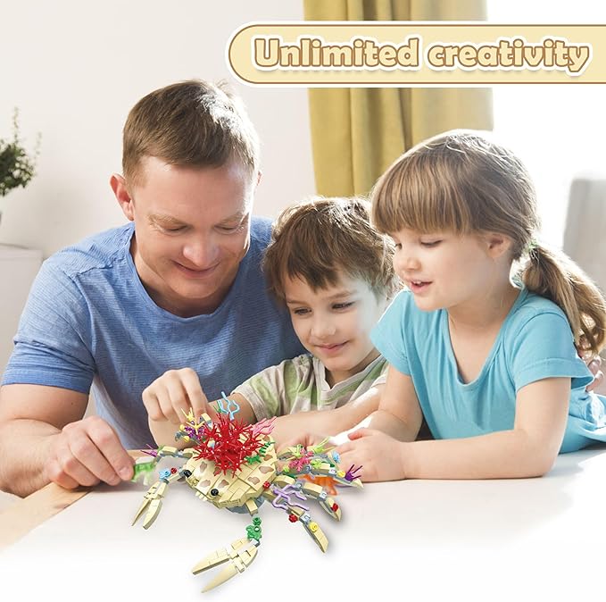 441PCS Micro Brick Ocean Plants Animal Crab Toys Building Sets,Animals Botanical Collection Blocks Model for Adult Toys,Home Decor and Office Art Creative Gift,for Teens Ages 6+ Kids