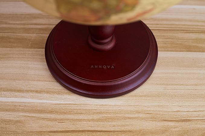 ANNOVA Antique Globe 10" / 25 cm Diameter with A Wood Base, Vintage Decorative Political Desktop World - Rotating Full Earth Geography Educational - Kids, Adults, School, Home, Office (Dia 10-inch)
