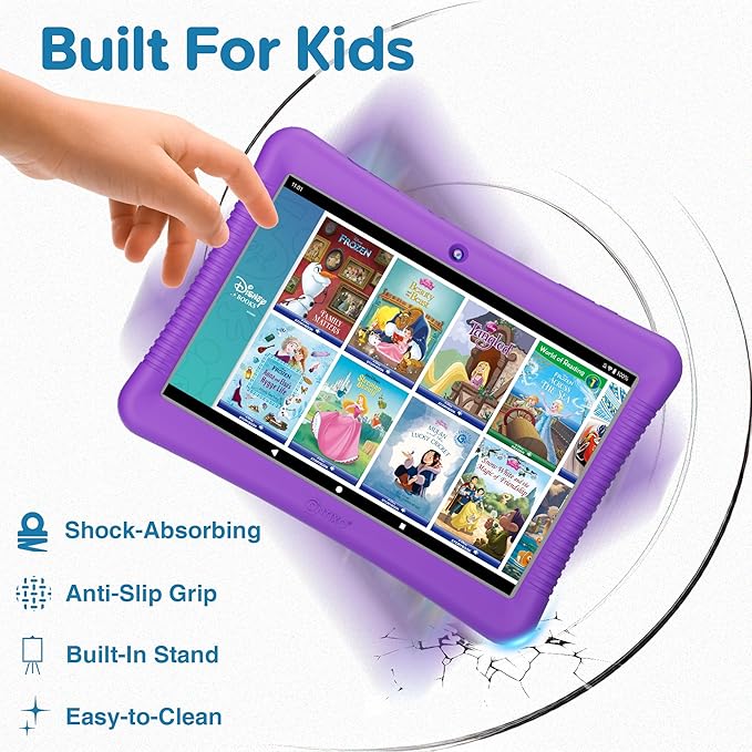Contixo 10" Android Kids Tablet Bundle - 32GB, 80+ Disney Storybooks ($350 Value), Parental Controls, Kid-Proof Case w/Kickstand & Stylus, Headphones & Sleeve Bag - Purple