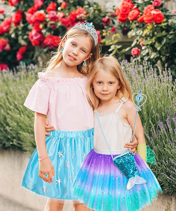 Little Girls Dress Up Costume Set, Fairy and Mermaid Princess Dress Up Clothes Pretend Play Costume for Toddler Girl 3 4 5 6
