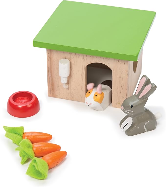Le Toy Van - Adorable Wooden Daisylane Bunny & Guinea Accessories Play Set for Dolls Houses | Girls Dolls House Furniture Sets - Suitable for Ages 3+ (ME045)