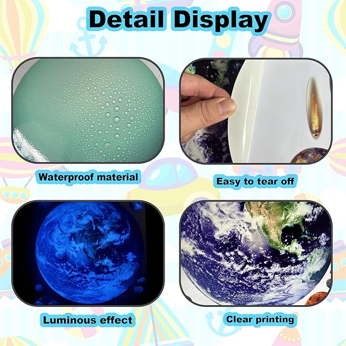 Solar System Wall Decals Glow in The Dark Stars, 965 PCS Stars and Planets Wall Stickers, Baby Nursery Glow Meteorite for Ceiling, Birthday Christmas Gift for Boys and Girls（Blue）