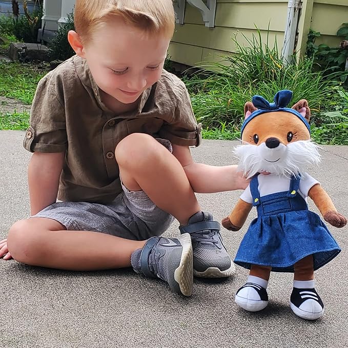 Playtime by Eimmie Soft Baby Doll Fiona The Fox - 14" Plush Rag Doll with Embroidered Features for Girls, Boys, Toddlers & Infants - Educational Stuffed Animal for Imaginative Play