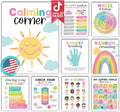 Hadley Designs 9 Calming Corner Posters For Classroom Must Haves For Teachers - 11x14 Calm Down Corner Supplies, Feelings Chart For Kids Ages 4-8, Feelings Wheel Poster, Pastel Classroom Decor