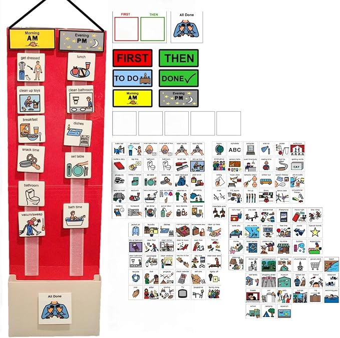 Visual Schedule for Kids – 133 Durable Plastic Picture Cards with Soft Loop Coins | Daily Routine & Chore Reward Chart for Home, School, Autism, ADHD & Special Needs Behavior Support