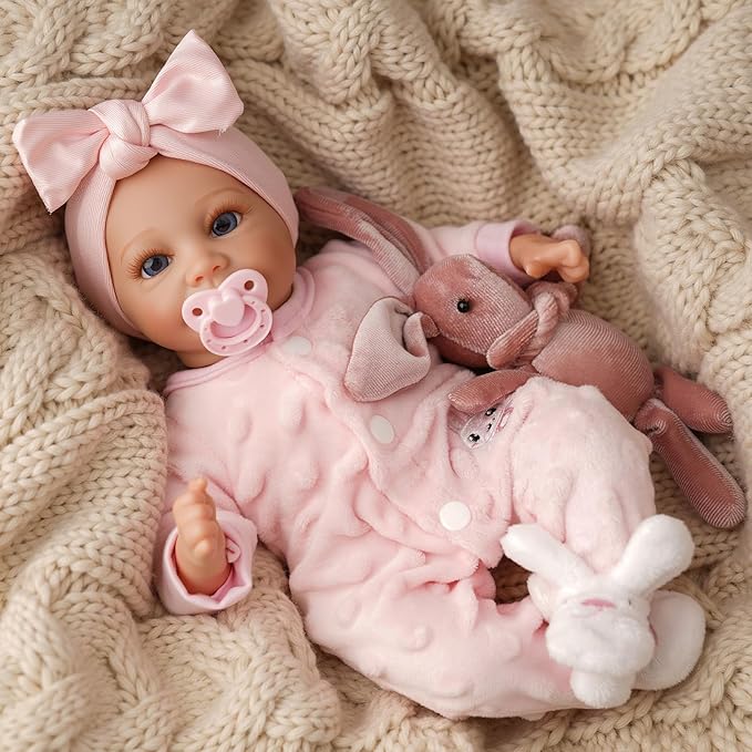 BABESIDE Lifelike Reborn Baby Dolls Sunny -12- Inch Realistic-Newborn Baby Doll Full Body Vinyl Real Life Baby Doll with Toy & Gift for Kids Ages 3+
