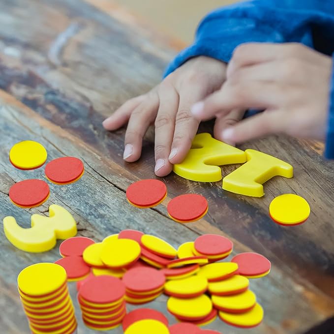 DNB 2-Color Foam Counters - 1 Inch Red-Yellow Double-Sided Math Counters, Early Learning Counting Chips, 200 Pieces