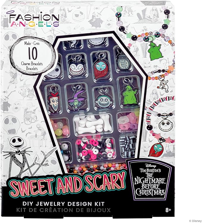 Fashion Angels Disney Tim Burton's The Nightmare Before Christmas Sweet & Scary Jewelry Kit, Includes 800+ Beads, Trendy DIY Jewelry Kit for Tweens & Teens