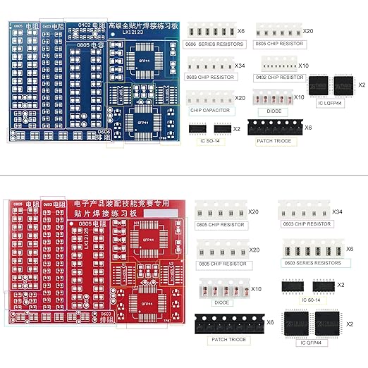 5in1 DIY Soldering Practice Kit Large USA Flag, SOP8 Chip Practice Board, CD4017 Green, 0603 Red & 0606 Blue SMD/SMT Kits for Beginners & Soldering Skill Mastery Let You Master Welding Skills