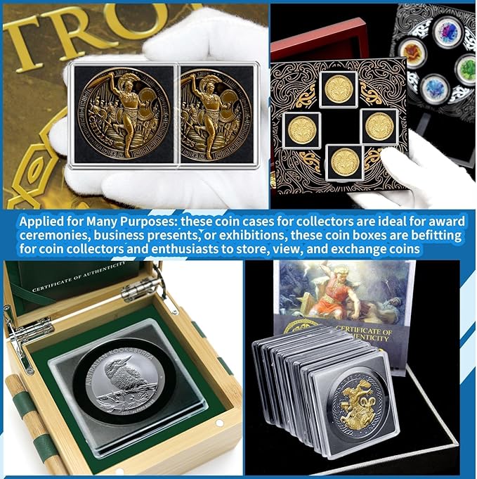 20 Pcs Adjustable Acrylic Coin Collection Cases with Sponges, Coin Snap Holder, Silver Dollar Protection Cases for Collectors, Coin Dollar Collection Supplies(20mm-40mm)