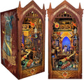 DIY Book Nook Kit, DIY Miniature Dollhouse Kit for Adults and Teens, Book Nook Bookshelf Insert Decor 3D Wooden Puzzle Bookend Miniature Kit with Sensor Light Creative Craft (Magic Academy)