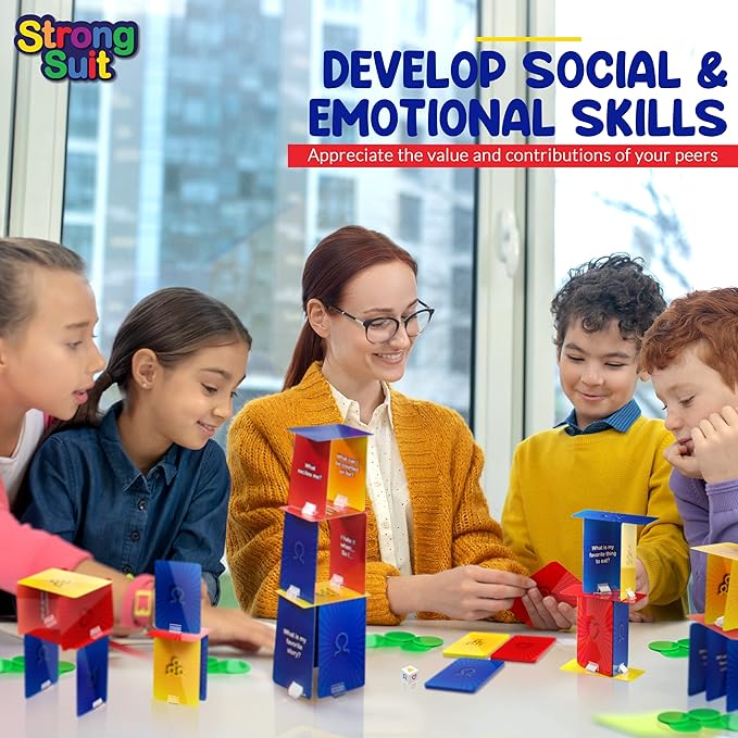 StrongSuit Family Therapy Games for Teens and Kids Ages 6+ | The Tower of Self Esteem Game, School Counselor & Therapist Tools for Social Skills & Emotion Regulation, Builds Confidence & Bonding