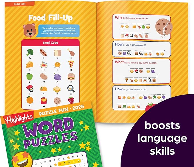 Highlights for Children Puzzle Fun 2025 Books for Kids Ages 6 and Up, 4-Book Set of Brain Teasers, Mazes, Word Puzzles and More Travel-Friendly Screen Free Kids Puzzles