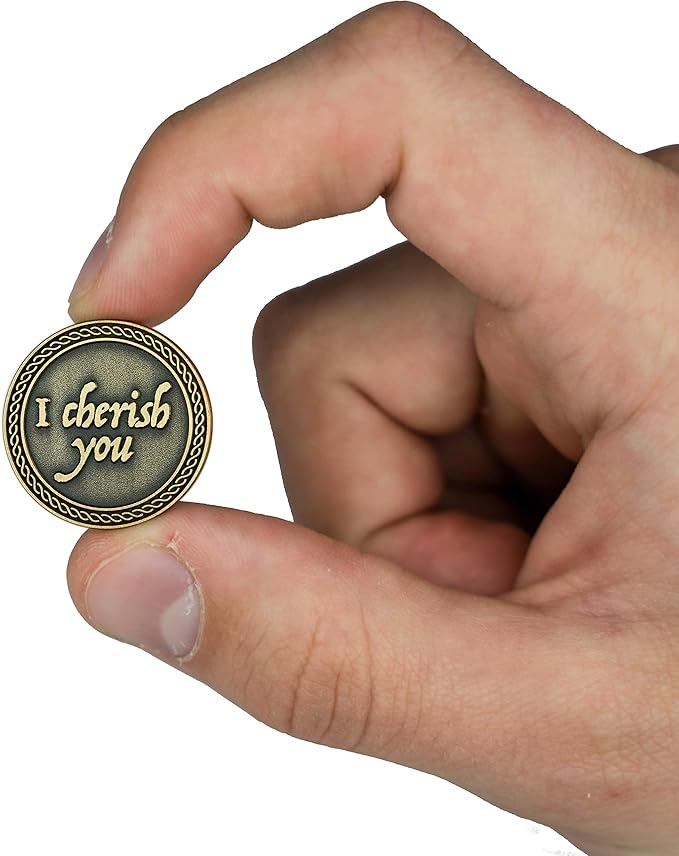 Bulk Set of 10 Romantic Love Expression Coins, I Cherish You, I Can't Stop Thinking About You, Anniversary Pocket Tokens for Date Night, Love Gift for Men & Women, from Him or Her