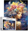 Tucocoo Fantasy Girl Jigsaw Puzzles for Adults 1000 Pieces, Flowers Fairy Woman Modern Art Jigsaw Puzzle Colorful DIY Craft Puzzles for Home Decoration Gifts, Family Puzzle Perfect for Game Nights
