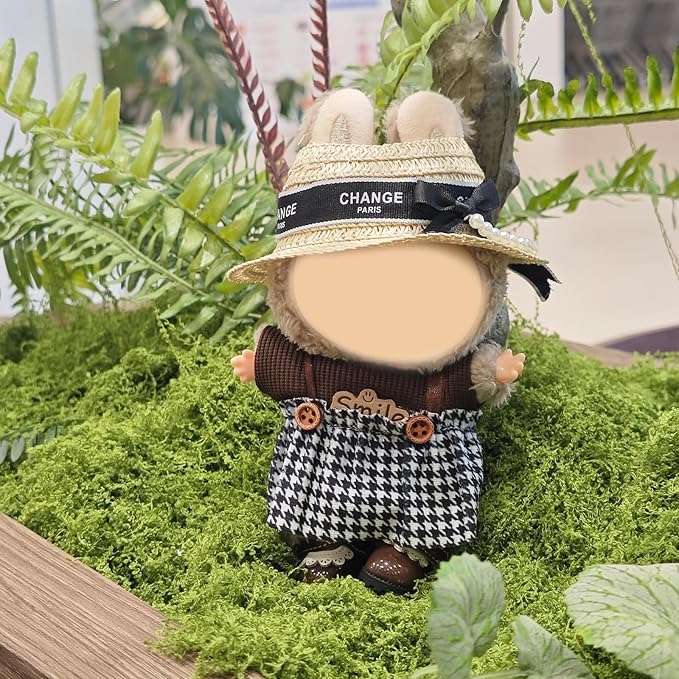 17cm Doll Clothes Set, Cute Girls Outfits and Peal Straw Hat, 4 PCS Cute Hat & Dress Set Stylish Outfits Exquisite Accessories