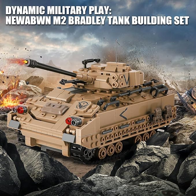 M2 Bradley Tank Toy Building Set, Infantry Fighting Vehicle, Sparks Hours of Military Adventure Play, Army Tank Toy Building Set for Kids 8-14 & Adults, Compatible with Lego Sets (1350 Pieces)