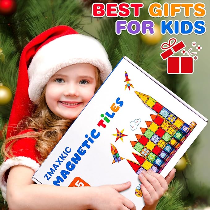 Magnetic Tiles, 135PCS Magnetic Building Blocks with 2 Cars, Large Magnet Building Set,STEM Sensory Educational Toys Gift for Toddlers Kids Boys Girls.